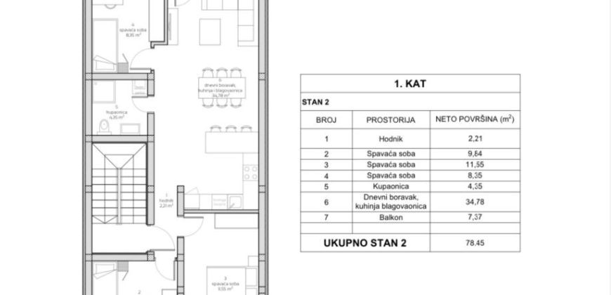 OSIJEK, USKE NJIVE, 4-sobni stan na 1.katu+PARKING, NOVOGRADNJA