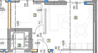 OSIJEK,NOVI GRAD, dvosoban stan U IZGRADNJI 44,59m2, 4.kat, LIFT