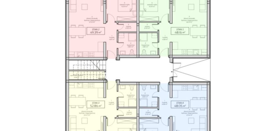 OSIJEK, TVRĐAVICA, (S-4) dvosoban stan u prizemlju 48,05 m2+PARKING